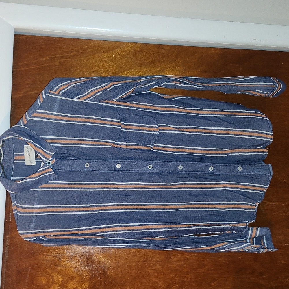 Universal Thread Blue and Orange Striped Button Down Shirt